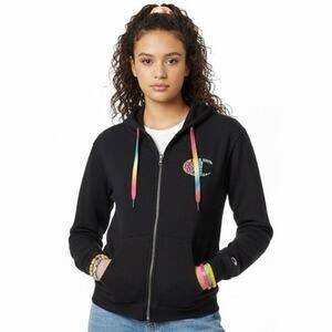 Champion Gradient Logo Jacket  Womens L Black Rainbow Colorful Athleisure Retro